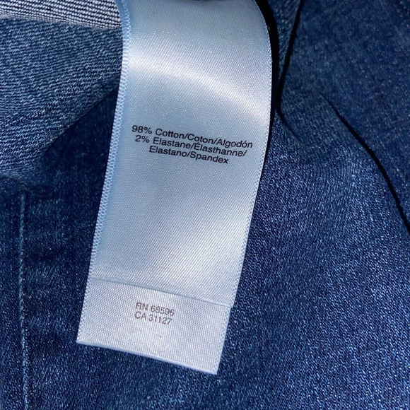 Women’s DKNY medium blue wash stretchy rip raw edge skinny jeans size 28 - Picture 11 of 15